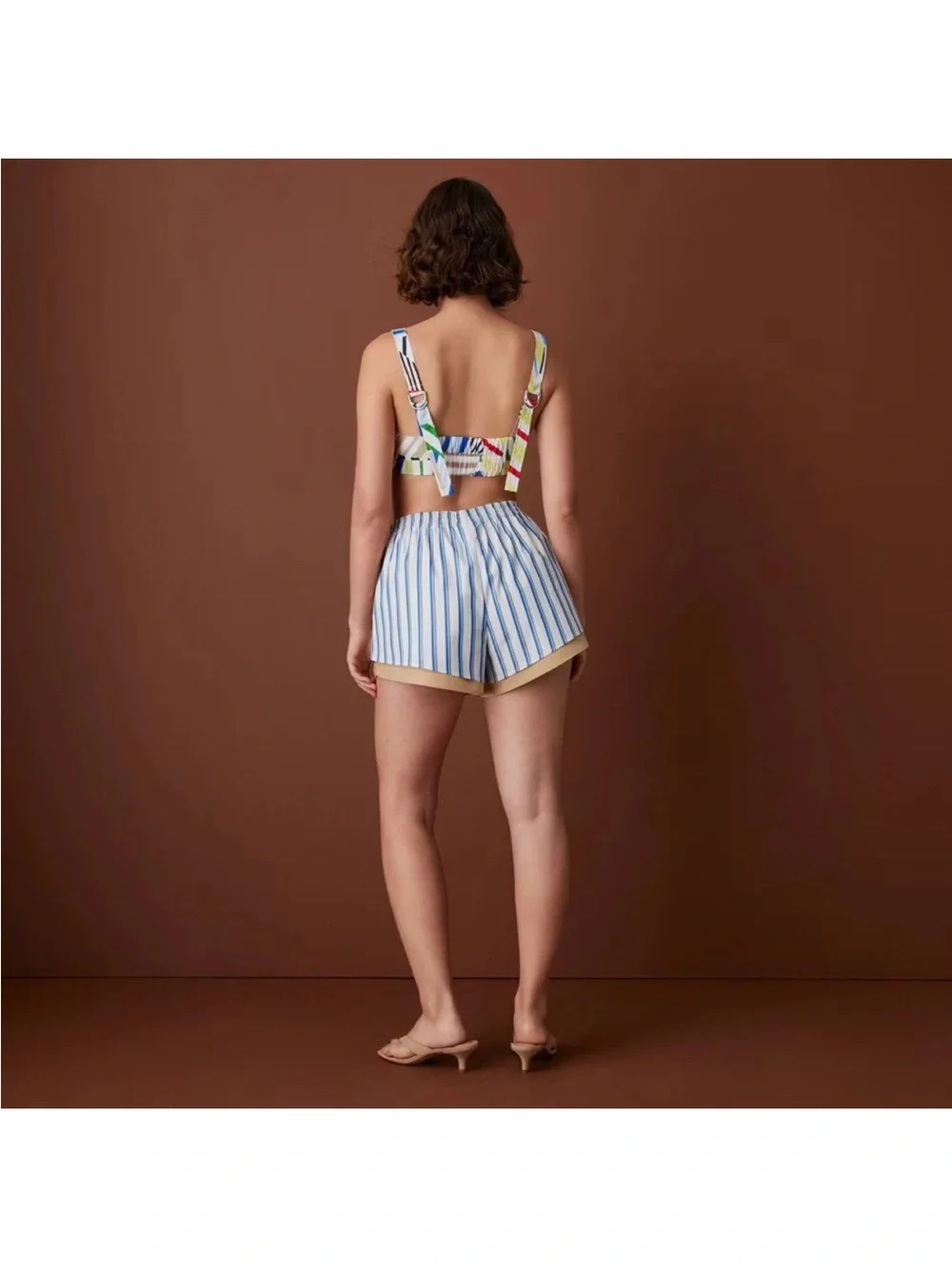 Women Mid-Rise Poplin Striped Pull-On Shorts - Rosie Assoulin